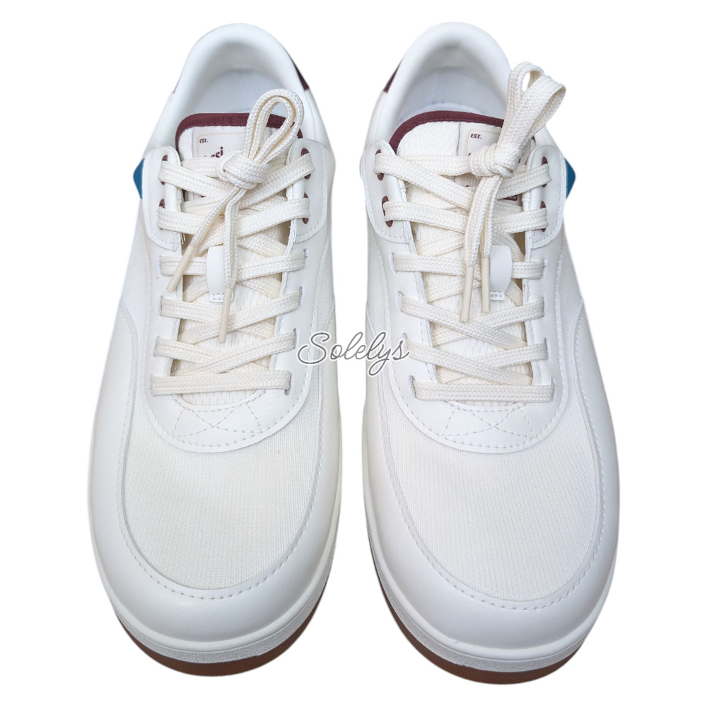Vessi Courtside Classic Men 10 Waterproof Off White Mahogany Red Lace Up Sneaker
